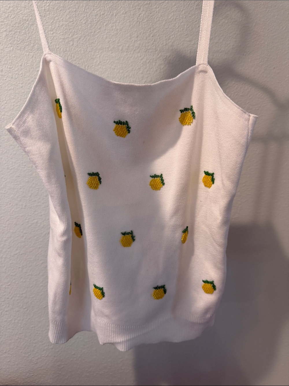 Free Assembly 🍋 White Lemon-Embroidered Knit Cami Tank Top